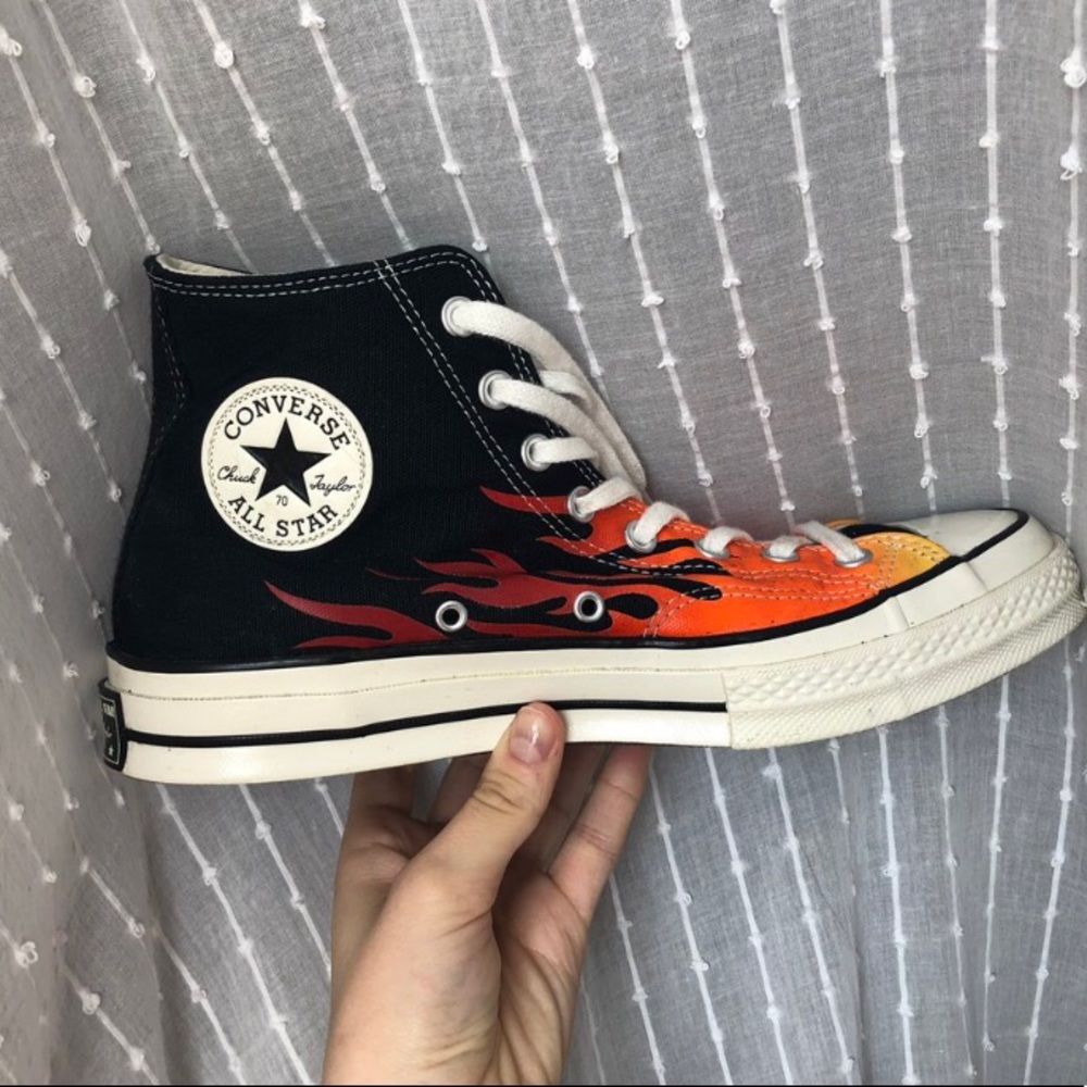 Converse Black & Red Flame Chuck 70s High Sneakers